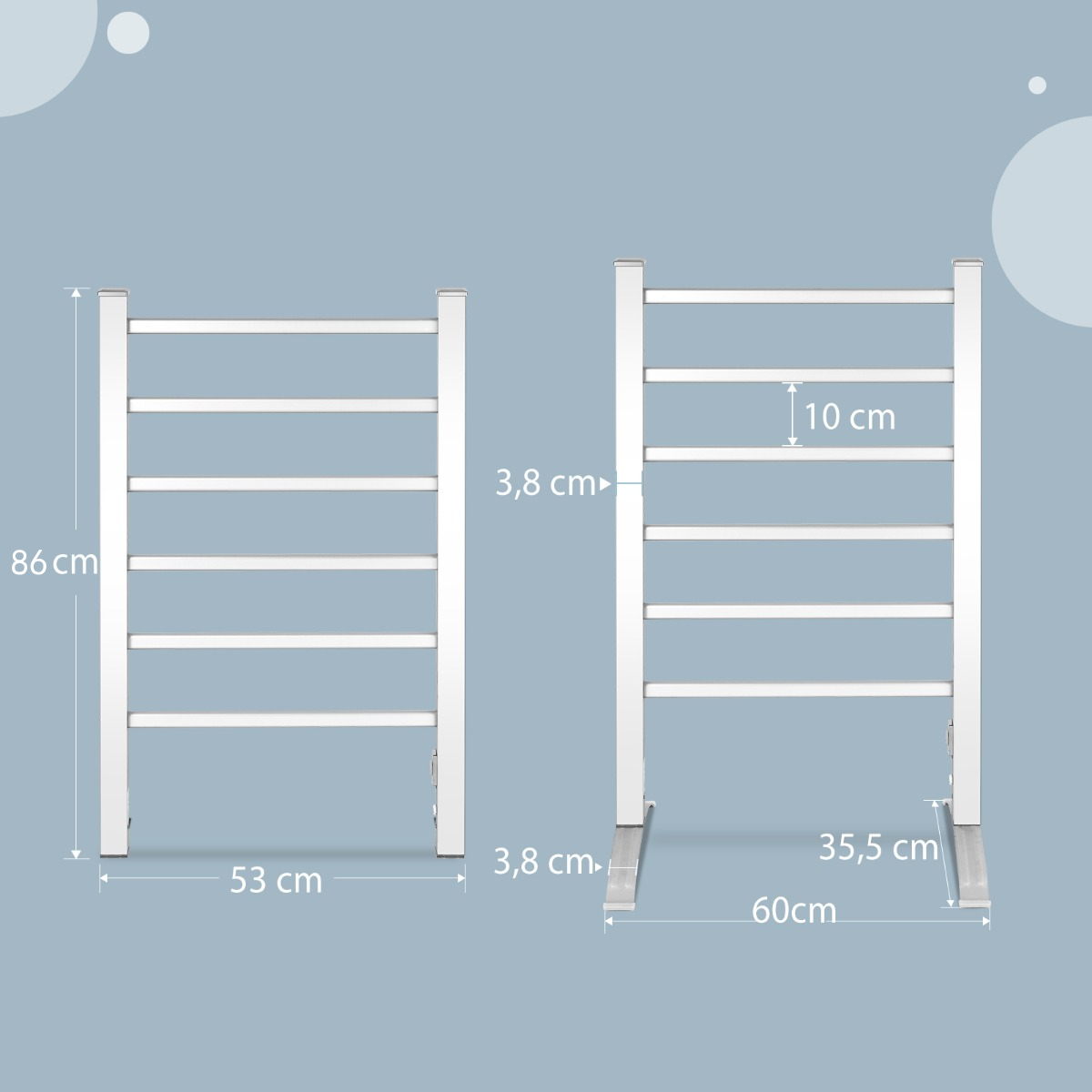 Handdukstork – Multifunktionell elektrisk med bars – 6 – Silver