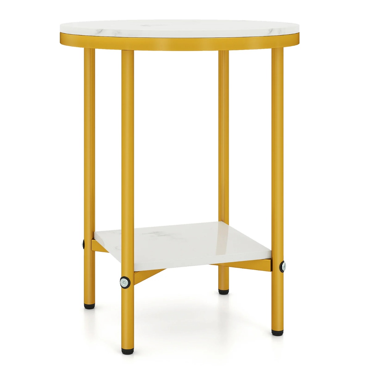 stegs – rund soffbord sidobord med marmorlook och avställningsyta + – 2 40,5 cm – Vit