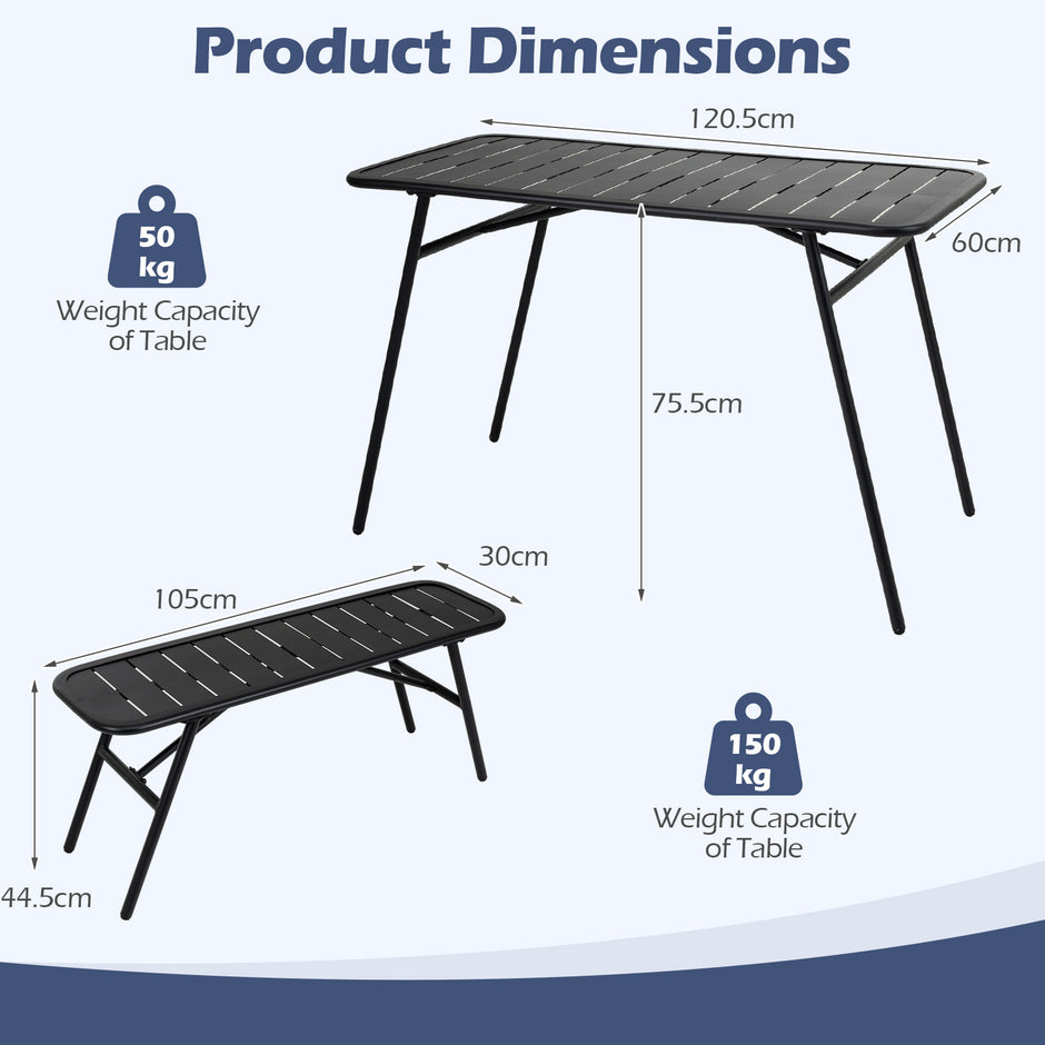 delars – trädgårdsmöbelset i metall, balkongmöbel med bord och bänkar, klarar upp till – 3 2 150 kg