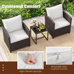 Rattan – Balkongset inkl. stolar med kuddar och glasbordUtomhus sittgrupp Balkongmöbler – 2 – Beige