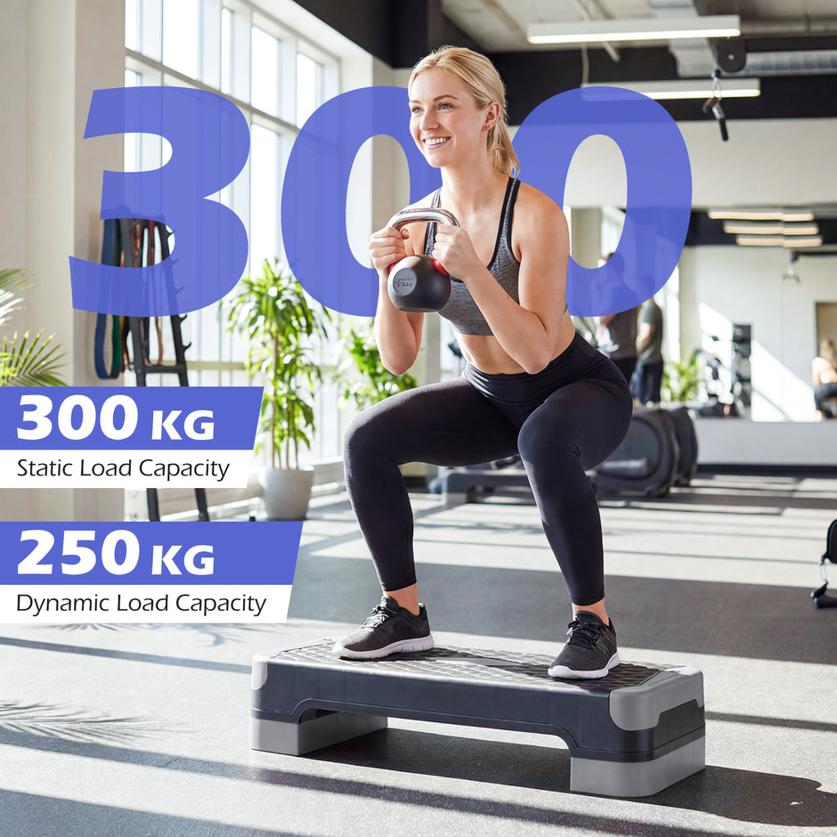 i – Aerobisk trappplattform höjdjusterbar träningsplattform med stapelbara förhöjningsblock och balanstränare – 3 1 2