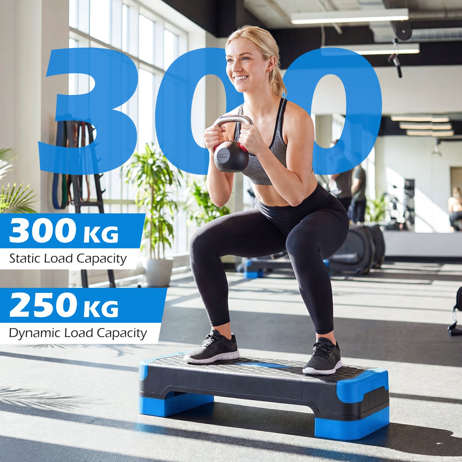 i – Aerobisk trappplattform höjdjusterbar träningsplattform med stapelbara förhöjningsblock och balanstränare – 3 1 2