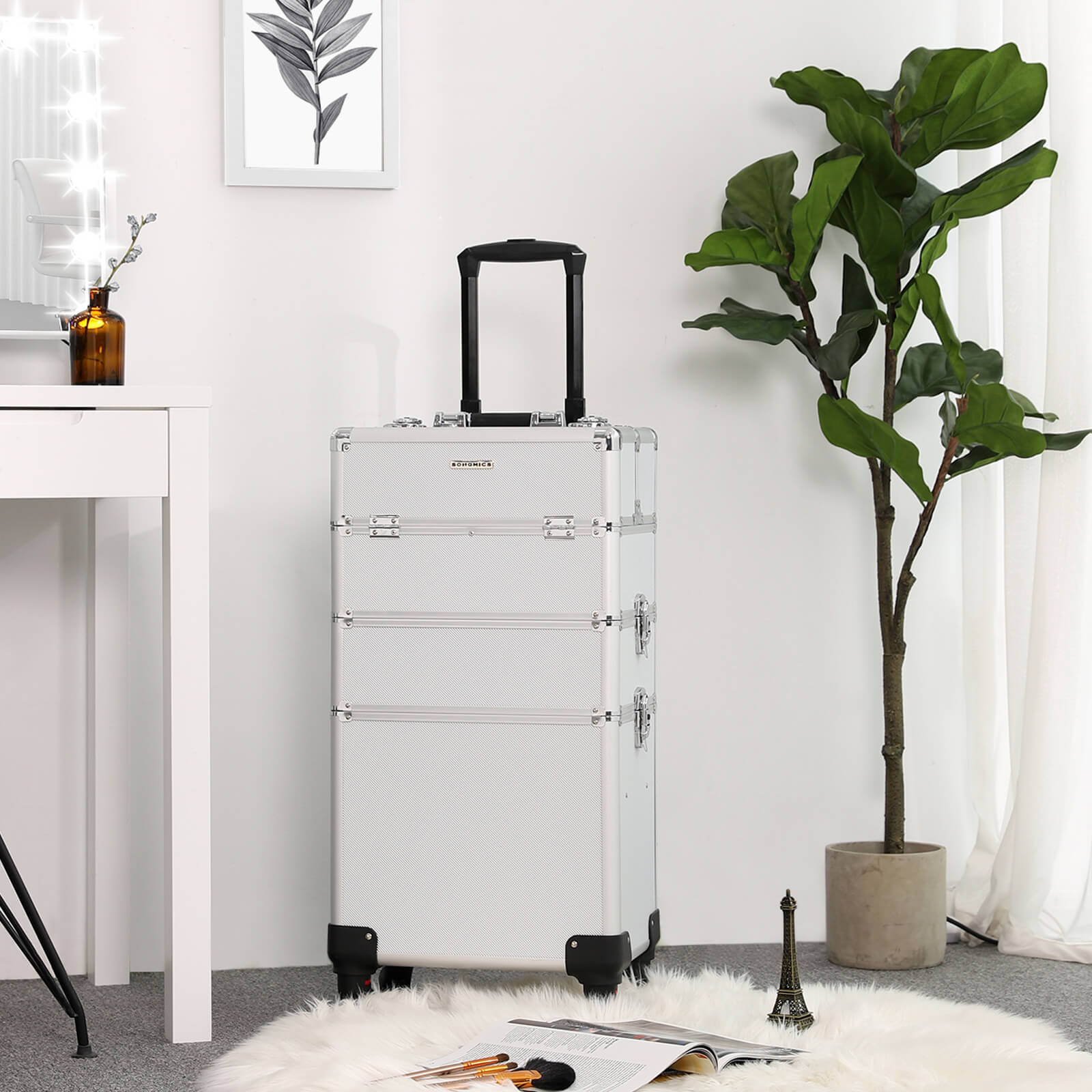 Make-up trolley – 3-in-1 organizer – zilver