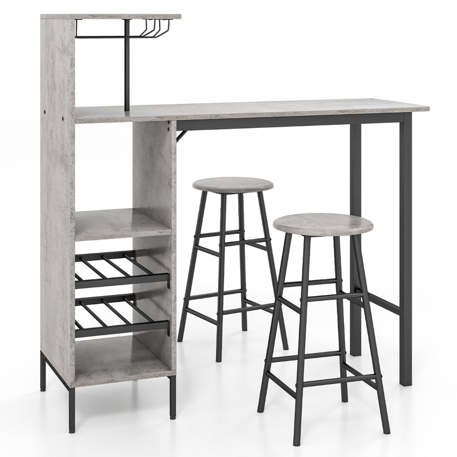 delad – barbord och stolset Industriellt pubbord pall – 3 – Grå