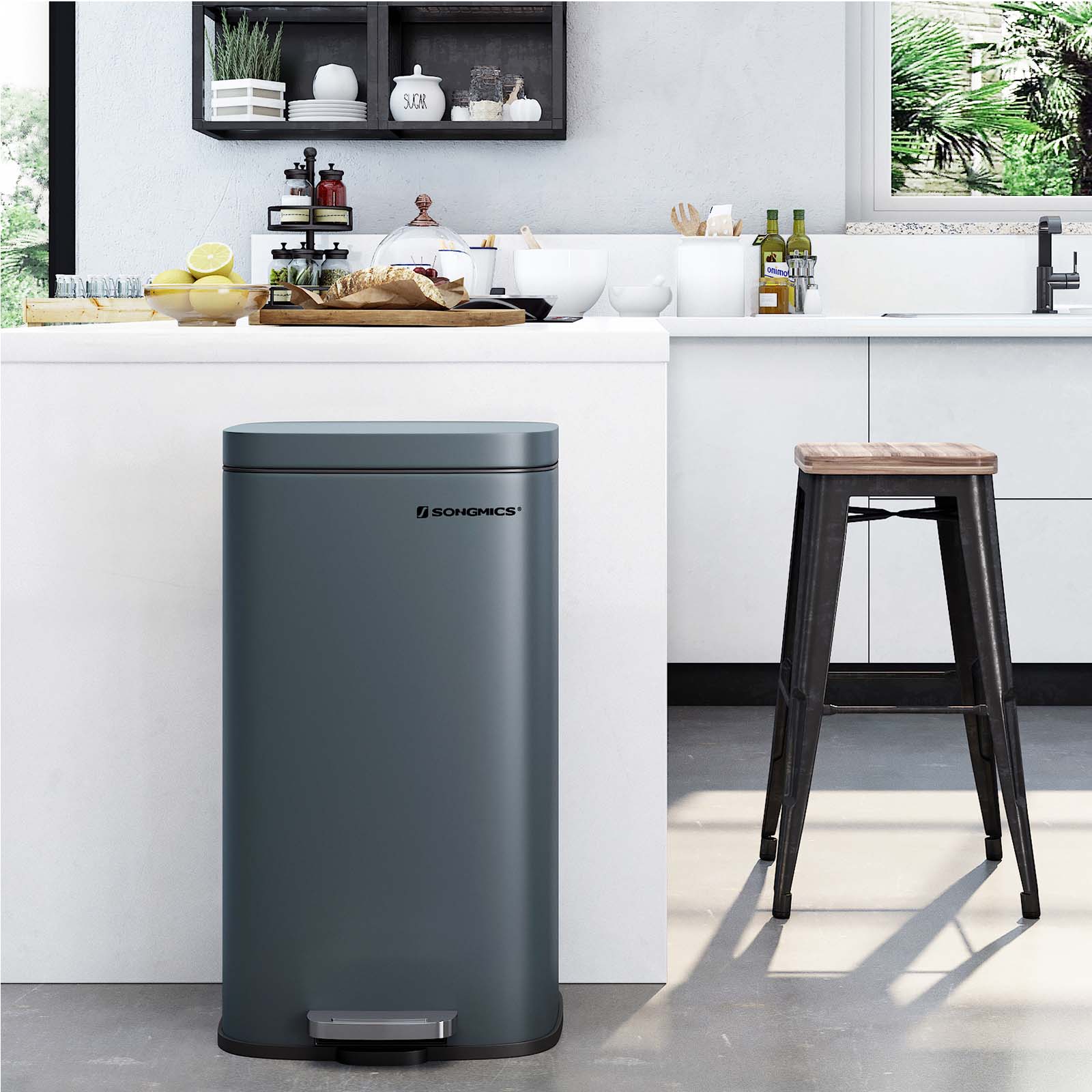 Afvalemmer - Pedaalemmer - Softclose - 30 L - Rookgrijs