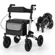 Fällbar – och lätt rollator med luftdäck sittplats i aluminium, upp till kg, i rullstol – 140 2 1 . – Silver