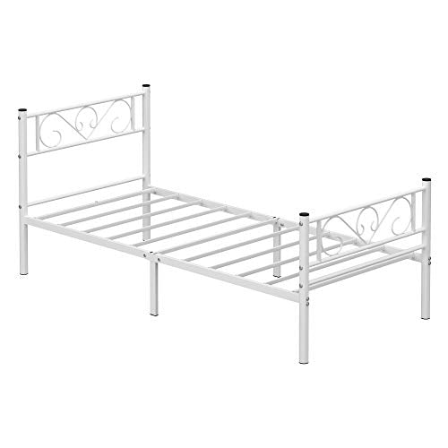 Eenpersoonsbedframe – Stalen constructie – Wit