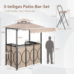 Väderbeständig – grillpaviljong med bar och barstolar, trädgårdspaviljong dubbelt tak markis – 2 – Brun