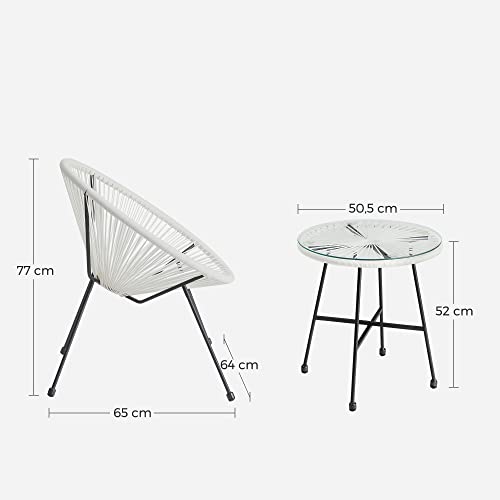 Tuinmeubelset – Ergonomisch design – 2 stoelen en tafel – Wit