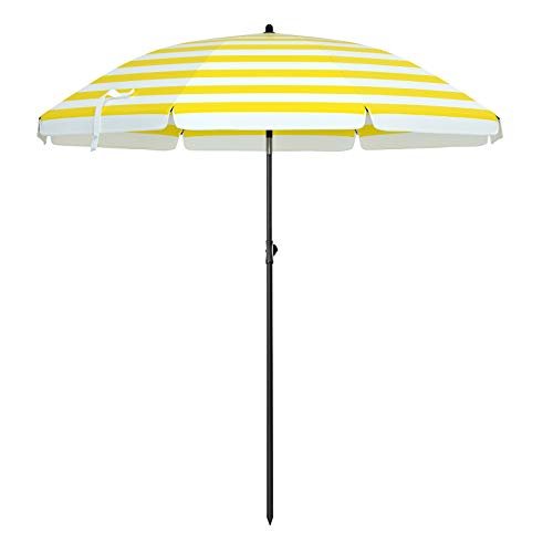 Strandparasol – Opvouwbaar – Ø 160 cm – Gestreept oranje/wit