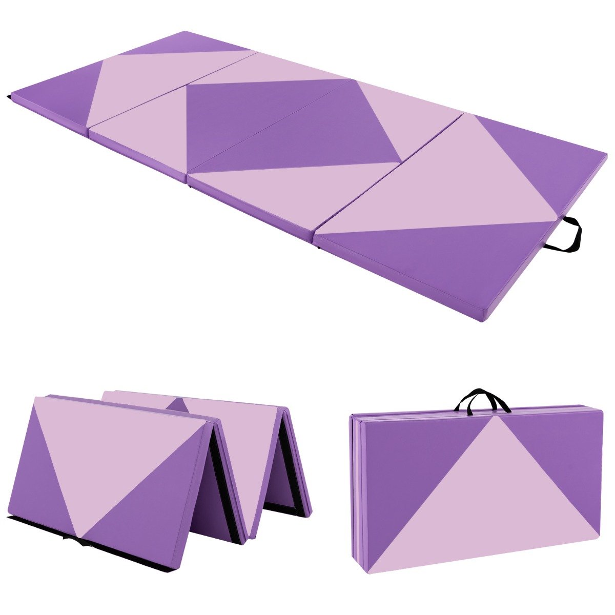 Fällbar – mjuk golvmatta Bärbar gymnastikmatta Yogamatta – 240 x 117 x 5 cm – Lila