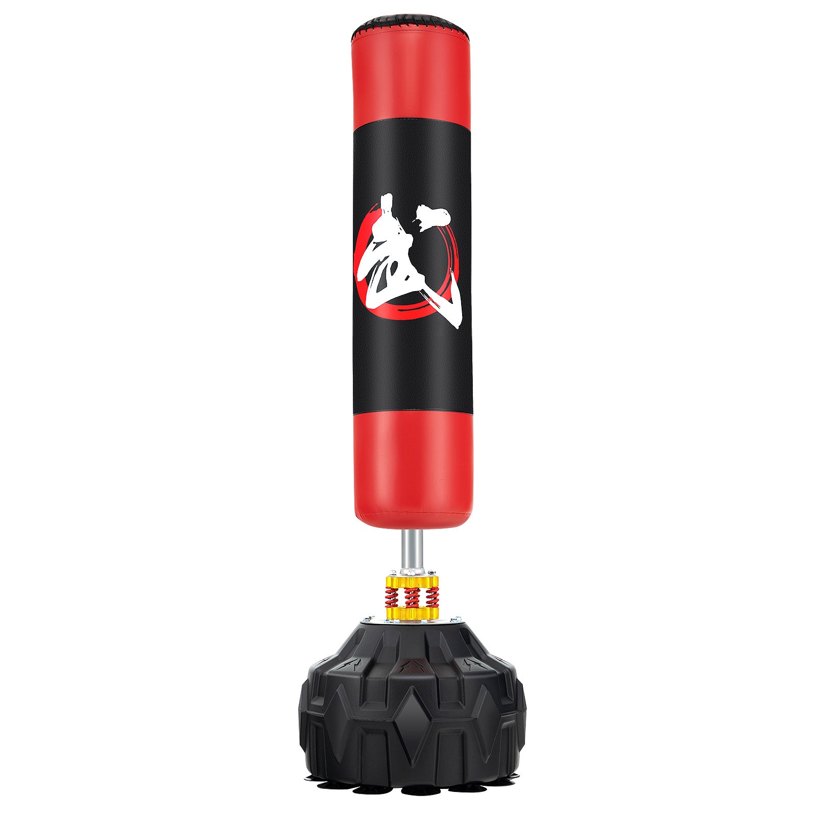 Frittstående – boxsekk med fyllbar sugefot MMA kickbokssekk punching ball – 178 cm – Röd och svart