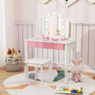 i – Barn Sminkbord Set med Avtagbar Spegel och Ljusfärg – 2 1 3 – Vit