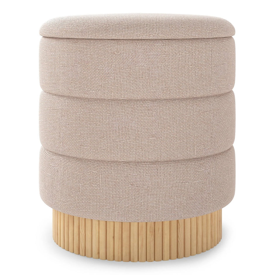 Modern – rund pall med förvaringsutrymme Chenille avtagbart lock – 355 L – Beige