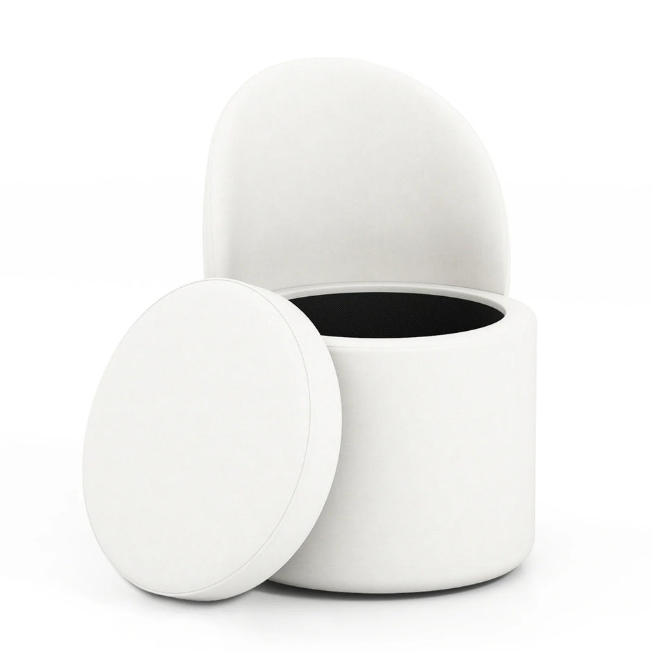 sminkpall – med ryggstöd och svampvadderad sits Sittpall Ottoman – 38 L 9 cm – Vit