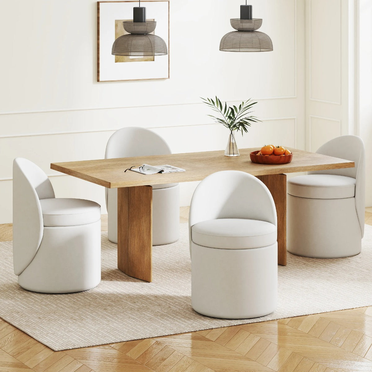 sminkpall – med ryggstöd och svampvadderad sits Sittpall Ottoman – 38 L 9 cm – Vit