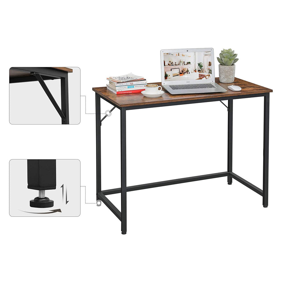 Bureau – 50 x 100 cm – Compact - Vintage bruin/zwart – Stalen frame