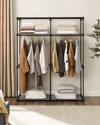Garderobe met kledingstaven - Linnenkast - Kledingrek - opvouwbaar - 140 x 43 x 174 cm