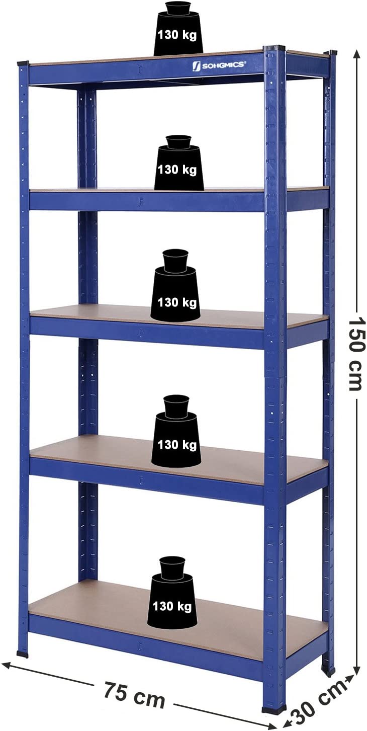 Opbergrekken – Set van 2 – 5 verstelbare planken – Blauw