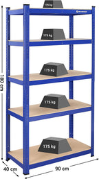Opbergrekken – Set van 2 – 5 verstelbare planken – Blauw