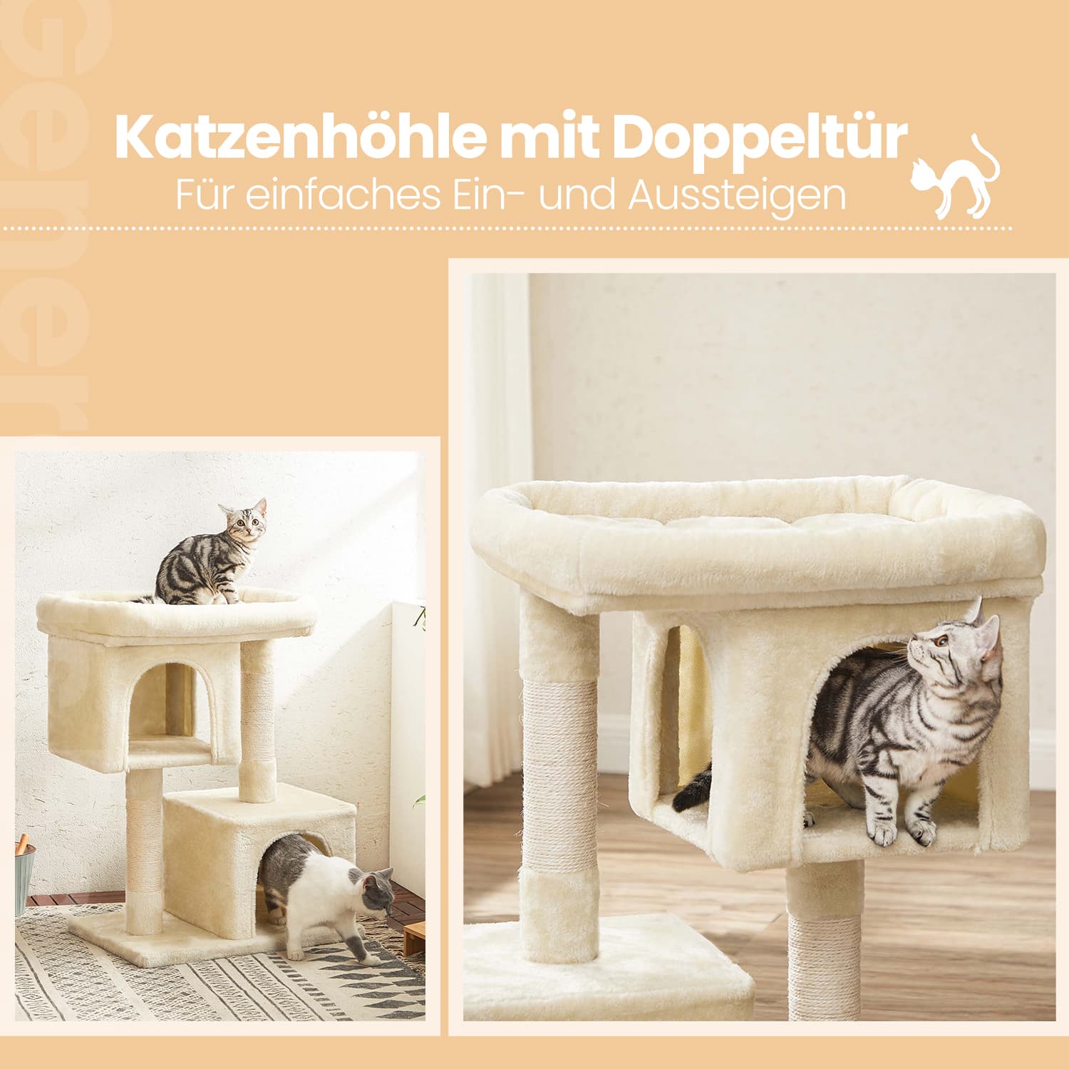 84 cm hoge krabpaal, krabpaal voor grote katten, groot uitkijkplatform