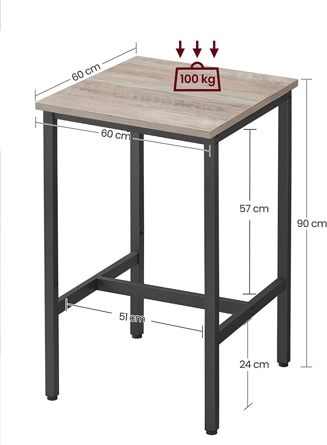 Bartafel – Robuust en veelzijdig – Greige-zwart
