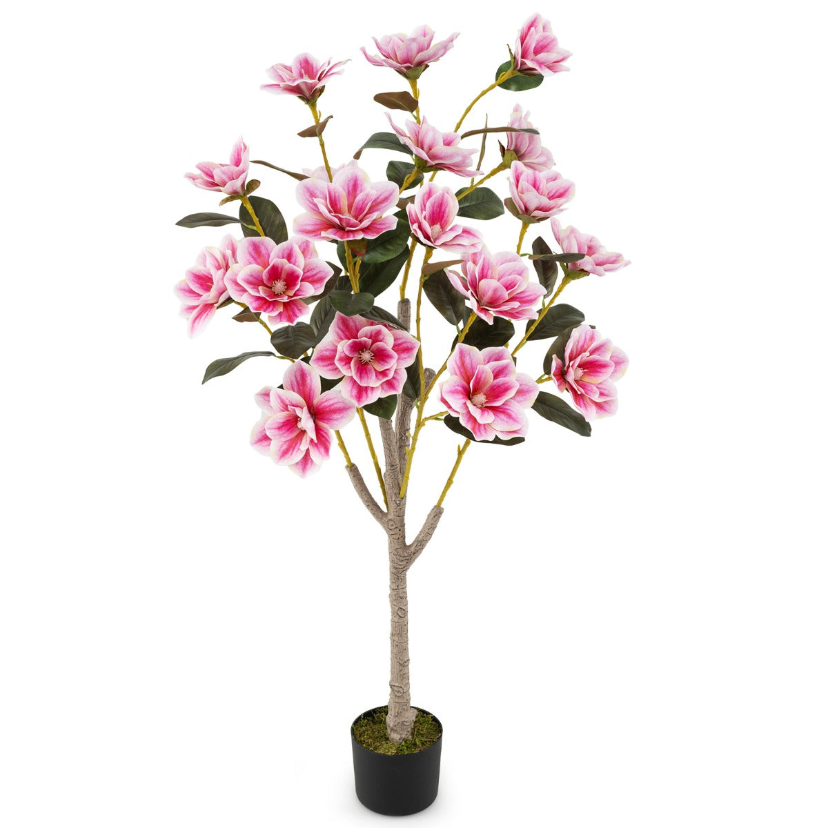 Konstgjord – träd med blommor, konstväxt i kruka, kameliväxt – 90 cm – Rosa
