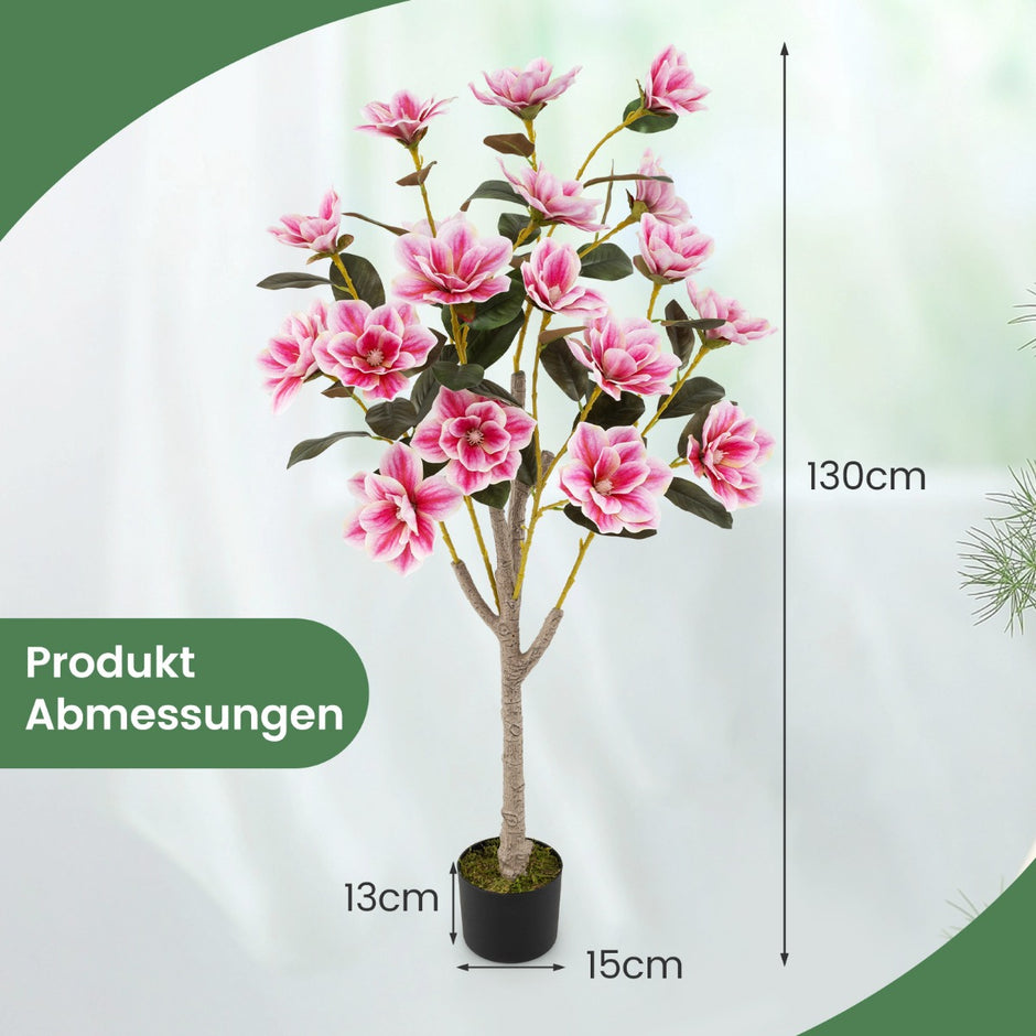 Konstgjord – träd med blommor, konstväxt i kruka, kameliväxt – 90 cm – Rosa