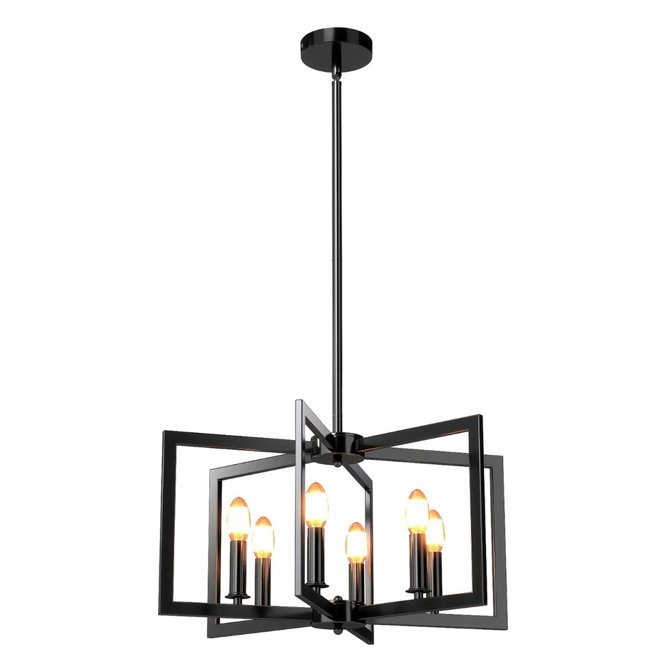 låga – Kronljus Taklampa industriell Pendellampa med justerbart Höjd – 6 67-157 cm – Svart
