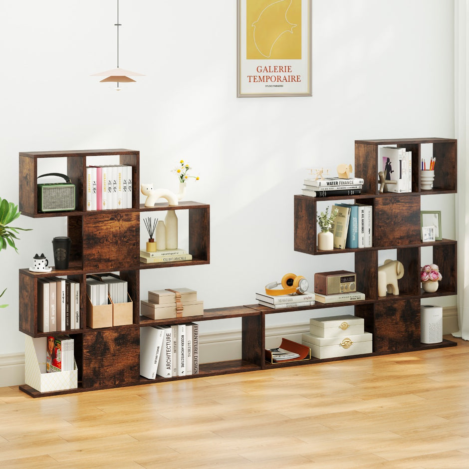 Modern – skiktig Rumdelare i Stegsstil av Trä för Böcker – 5 120 x 19,5 x 109 cm – Brun