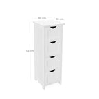 Badkamerkast – smal – 4 laden – 30 x 30 x 82 cm – wit