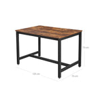 Keukentafel - Voor 4 personen - 120 x 75 x 75 cm - Metalen frame en houtenblad - Industrieel Ontwerp - Bruin