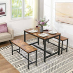 Keukentafel - Voor 4 personen - 120 x 75 x 75 cm - Metalen frame en houtenblad - Industrieel Ontwerp - Bruin