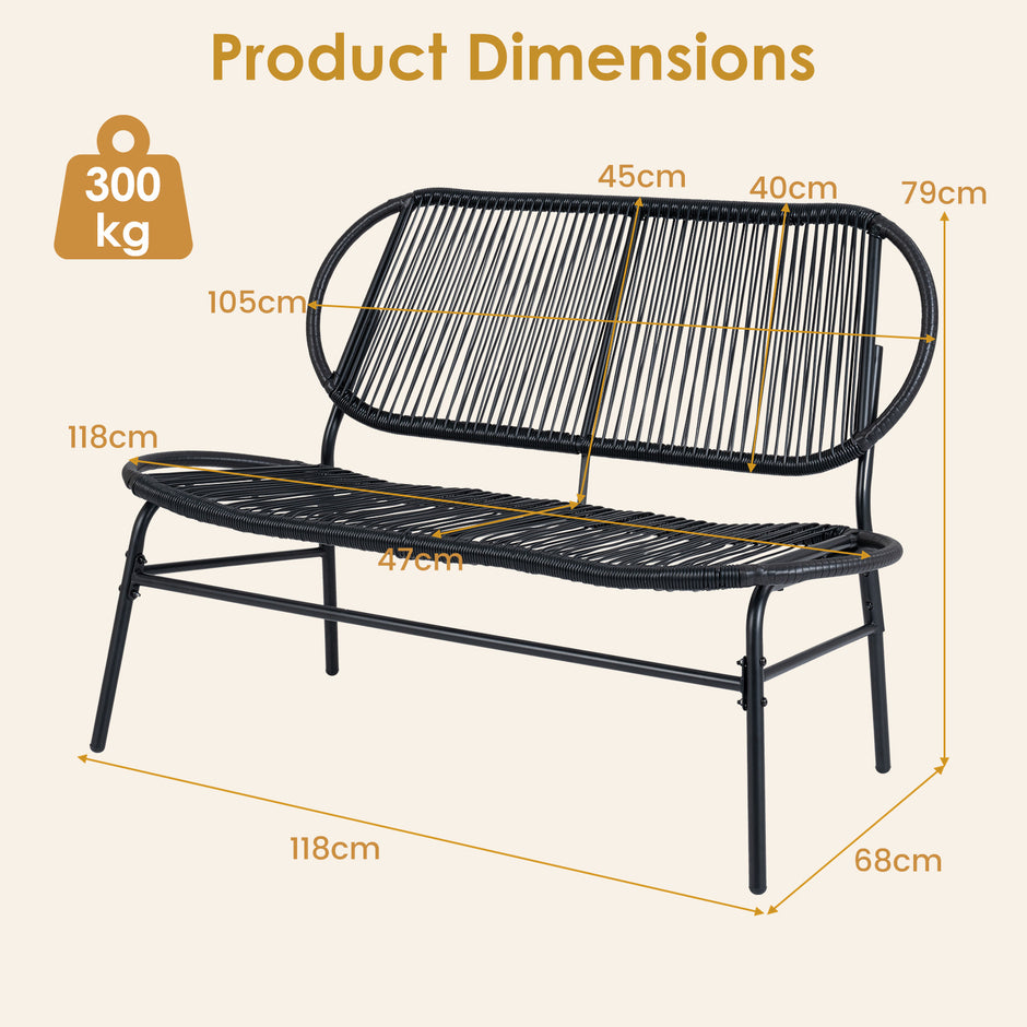 delars – trädgårdsmöbelset, sittgrupp med trädgårdsbänk, fåtöljer och glasbord, terrassmöbel metallram – 4 2