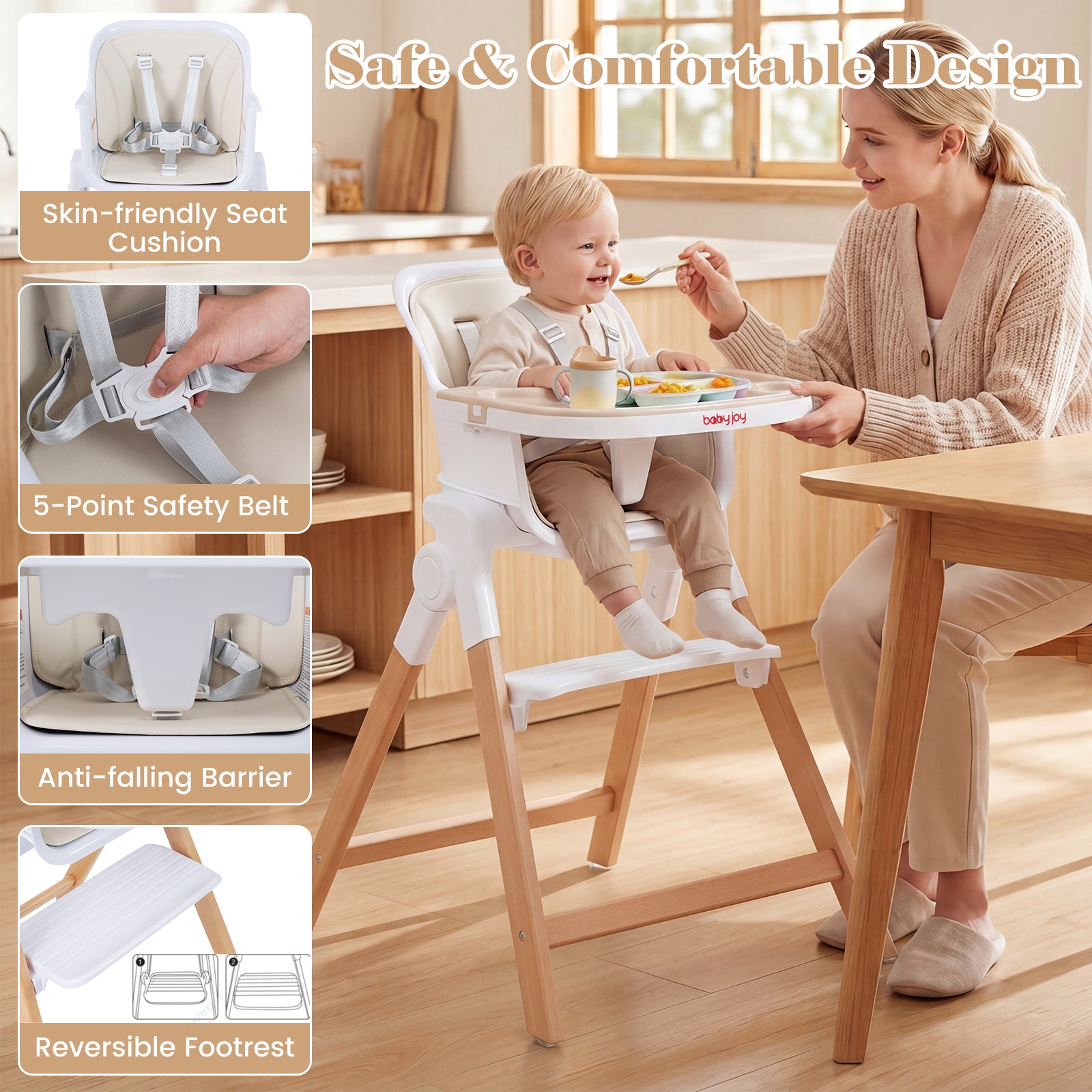 i – hopfällbar justerbar babyhögstol med matbricka – 4 1 71 x 58 x 93 cm