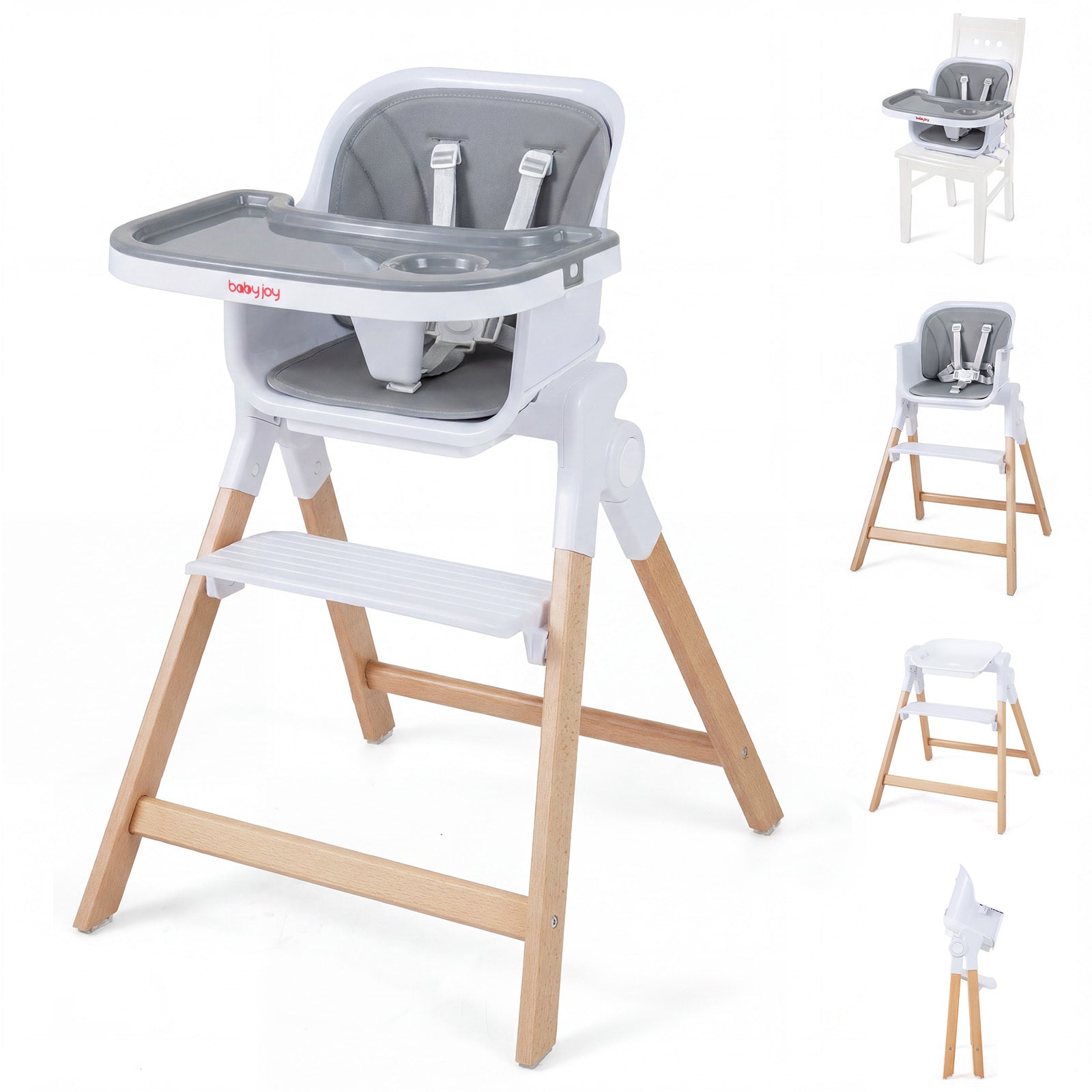 i – hopfällbar justerbar babyhögstol med matbricka – 4 1 71 x 58 x 93 cm