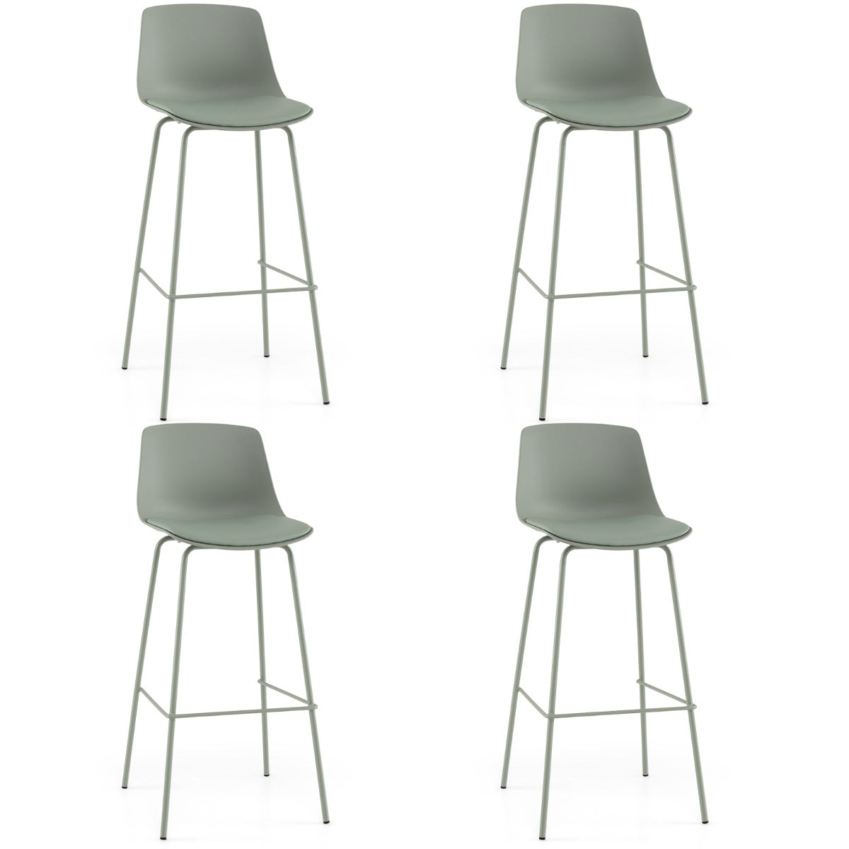 pack – Bardammar med konstläderklädda sitsar och ryggstöd, barstol/bistrostol – 4 – Grön