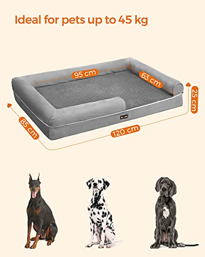 Hondenbed - Hondensofa - 120 x 85 x 25 cm - Afneembare en wasbare hoes - Grijs