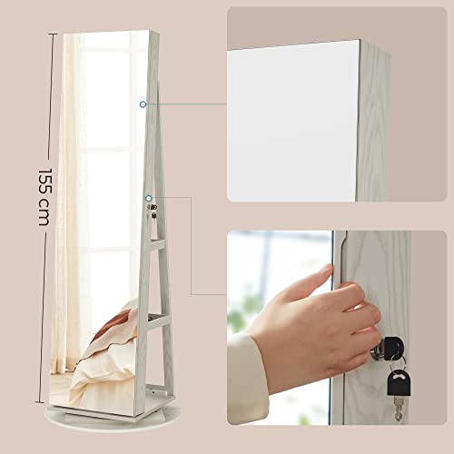 Sieradenkast - Met spiegel - LED verlichting binnenin - Frameloos design - Wit
