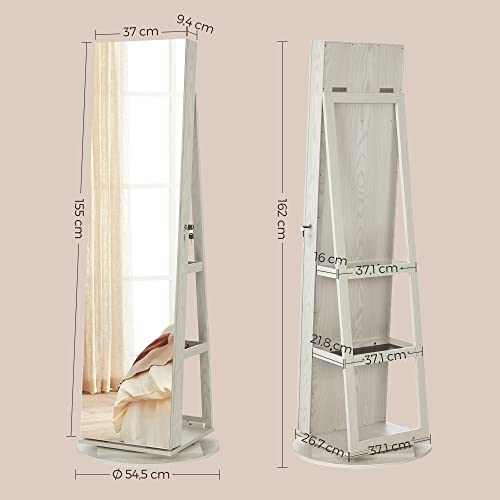 Sieradenkast – Met spiegel en LED verlichting – Wit met houtnerf