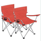 Campingstoelen – Set van 2 met armleuning en bekerhouder – Zwart