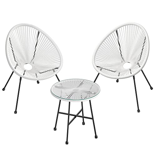 Tuinmeubelset - Balkonmeubilair - Set van 3 - Glazen tafelblad - 2 stoelen - Zwart