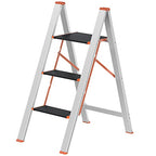 Ladder - 3 treden - Opvouwbaar - Zilver