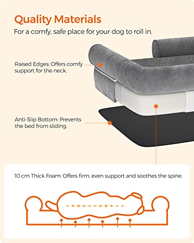 Hondenbed - Hondensofa - 120 x 85 x 25 cm - Afneembare en wasbare hoes - Grijs