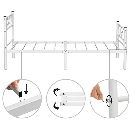 Eenpersoonsbedframe – Stalen constructie – Wit