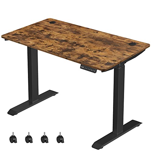 Elektrisch zit-sta bureau – In hoogte verstelbaar – Vintage bruin zwart