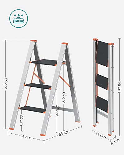 Vouwladder – 3 treden – Aluminium – Zilver