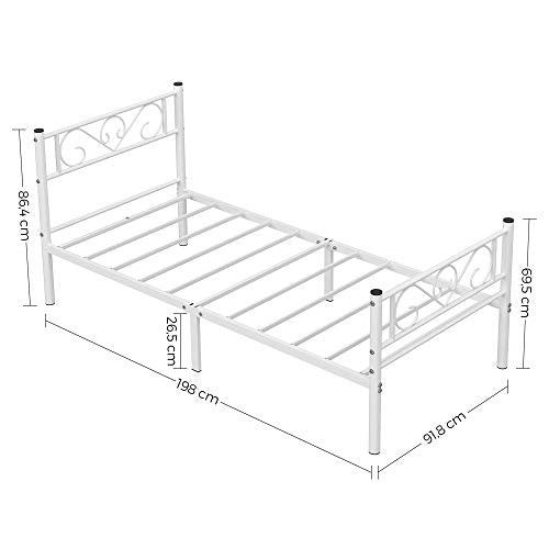 Eenpersoonsbedframe – Stalen constructie – Wit