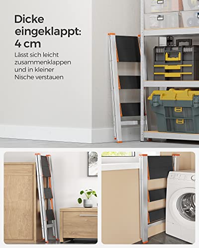 Ladder - 3 treden - Opvouwbaar - Zilver
