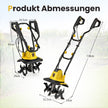 Elektrisk – motorhacka 750W | Arbetsbredd Arbetsdjup varv/min jordhacka med skyddsbrytare – 32 cm 22 cm 380 32,5 x 24 x 138 cm – Gul